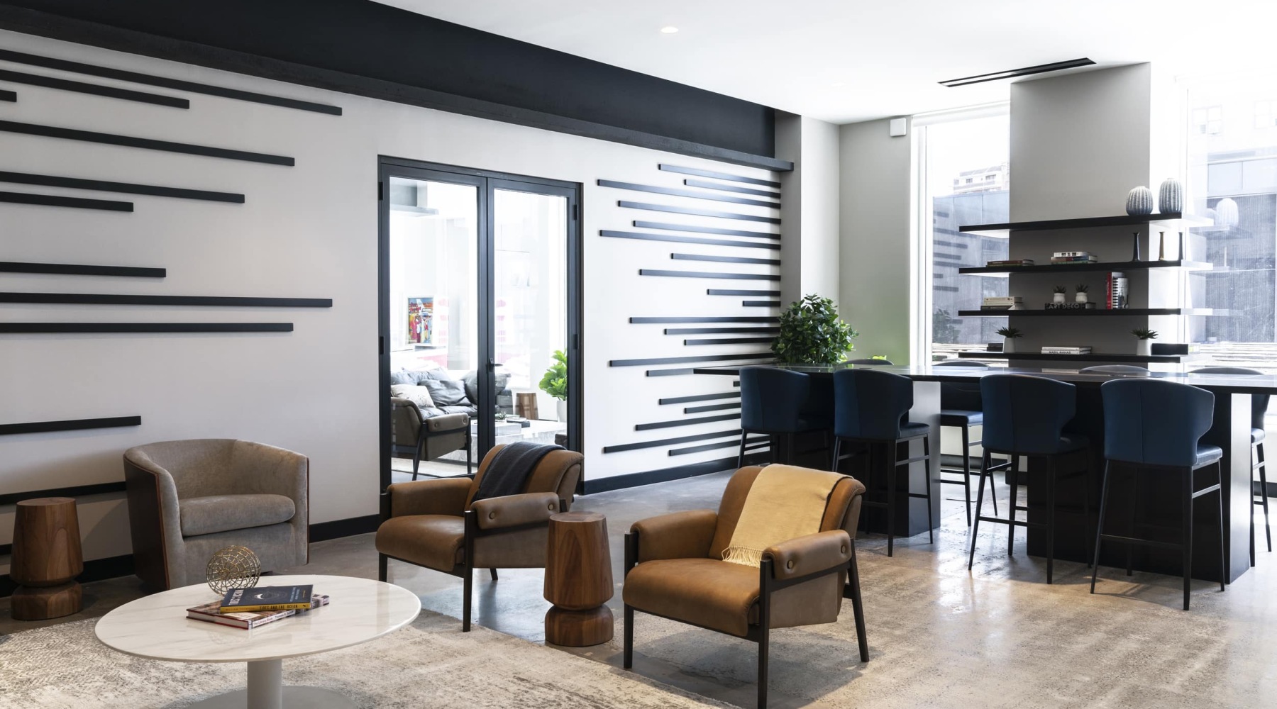 lounge in a bright room with ample seating