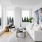 a living room with a white couch
