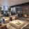 a room with a couch and chairs