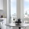 a kitchen with a table and a window